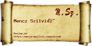 Mencz Szilvió névjegykártya